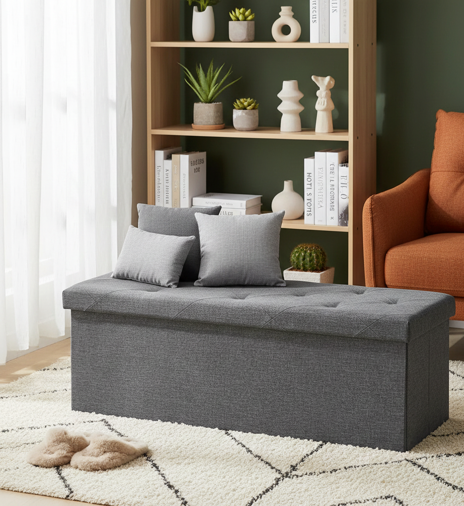 Folding Storage Ottoman