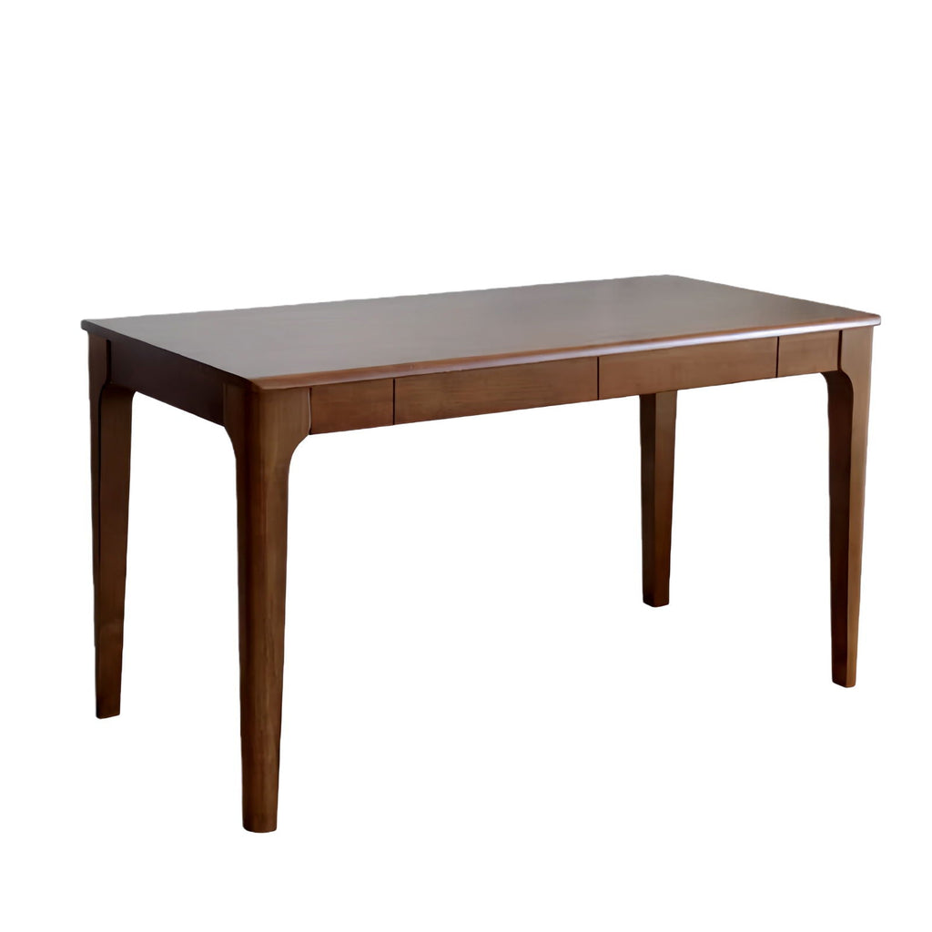 Solid wood desk with drawers in walnut, three-quarter view