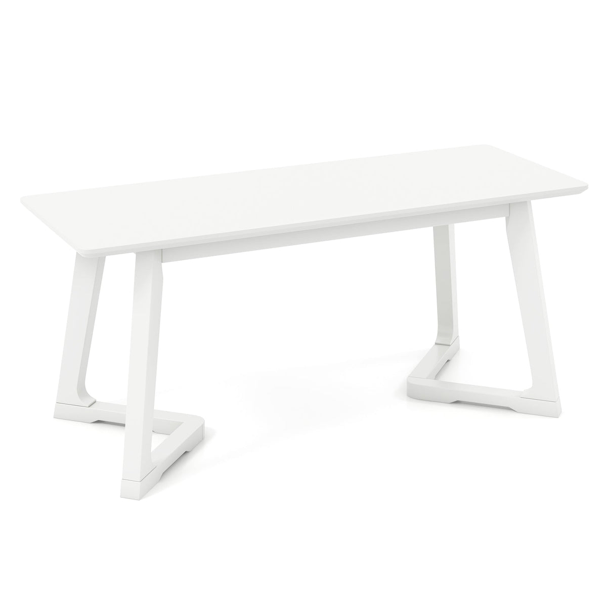 White Rubber Wood Entryway Bench