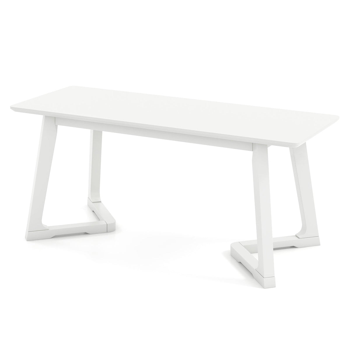 White Rubber Wood Entryway Bench