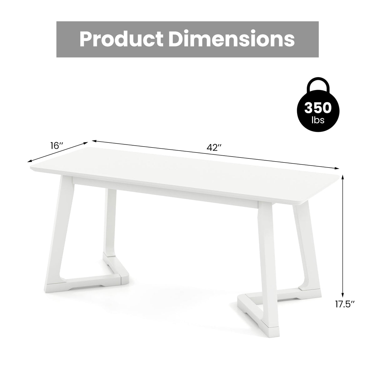 White Rubber Wood Entryway Bench