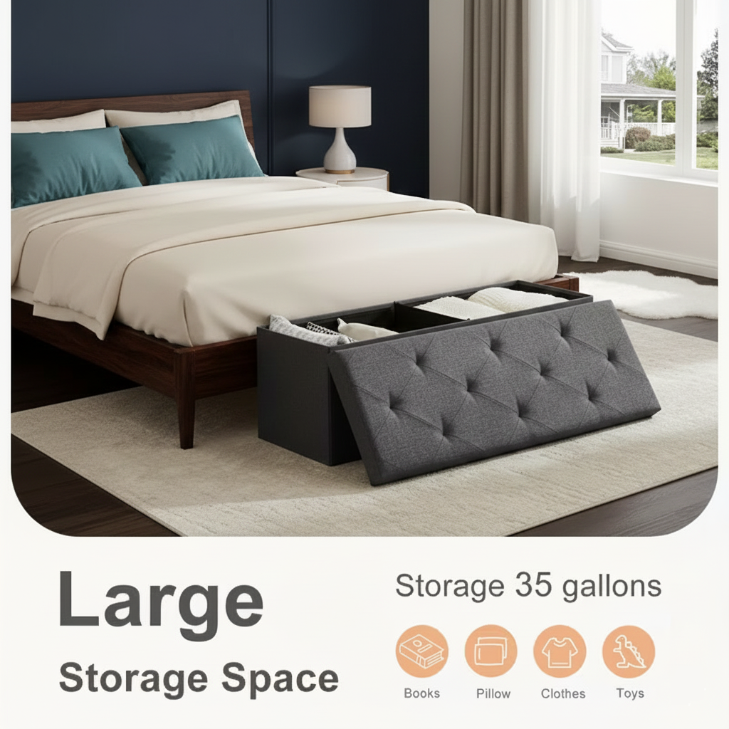 Folding Storage Ottoman
