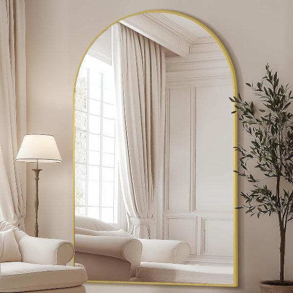 Gold Arched Floor Mirror