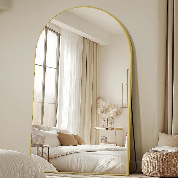 Gold Arched Floor Mirror