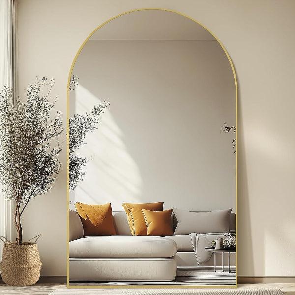 Gold Arched Floor Mirror