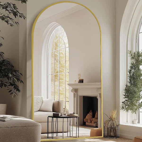Gold Arched Floor Mirror
