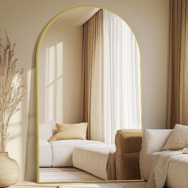 Gold Arched Floor Mirror
