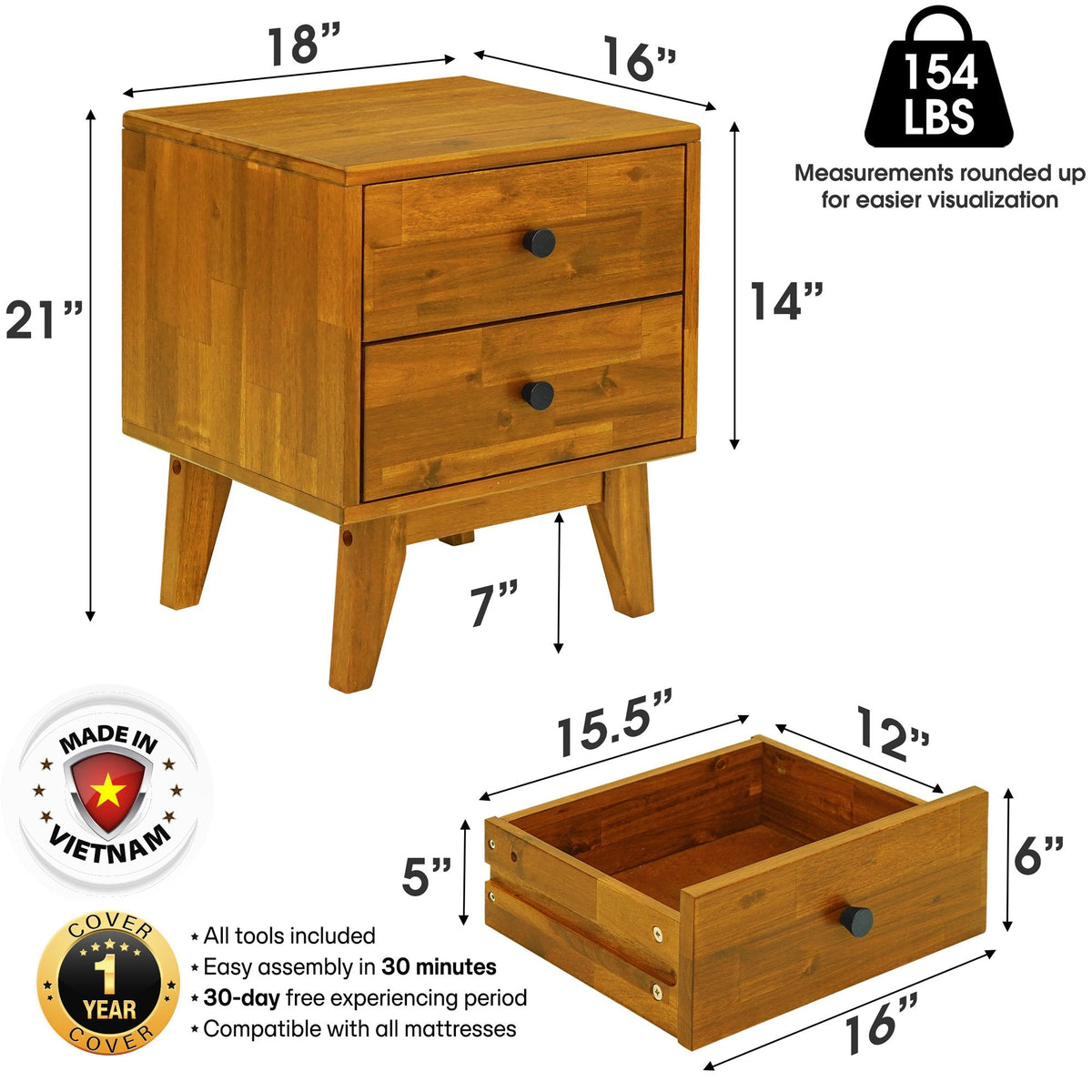 Solid Acacia Nightstand